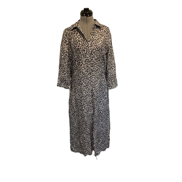 J.McLaughlin Paloma Animal Print SilkBlend Maxi Dress Sz Large purple gray